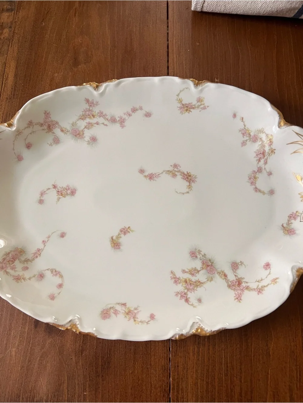 Haviland Limoges Porcelain Schleiger ?525 Pink Gold Floral 16” Platter